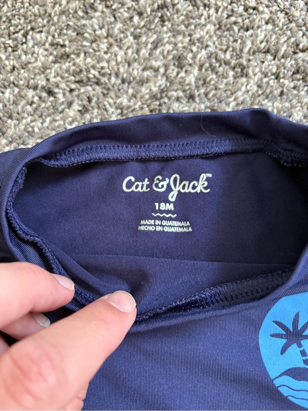Cat & Jack Navy Short-Sleeve Swim Tee with Teal Palm Graphic